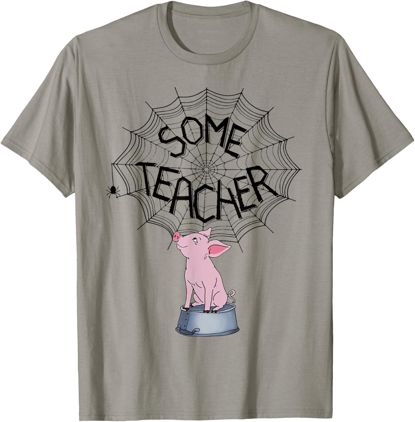 Some Teacher SpiderWeb Funny Pig Reading Books Lovers Women T-Shirt - T-Shirt | Sand