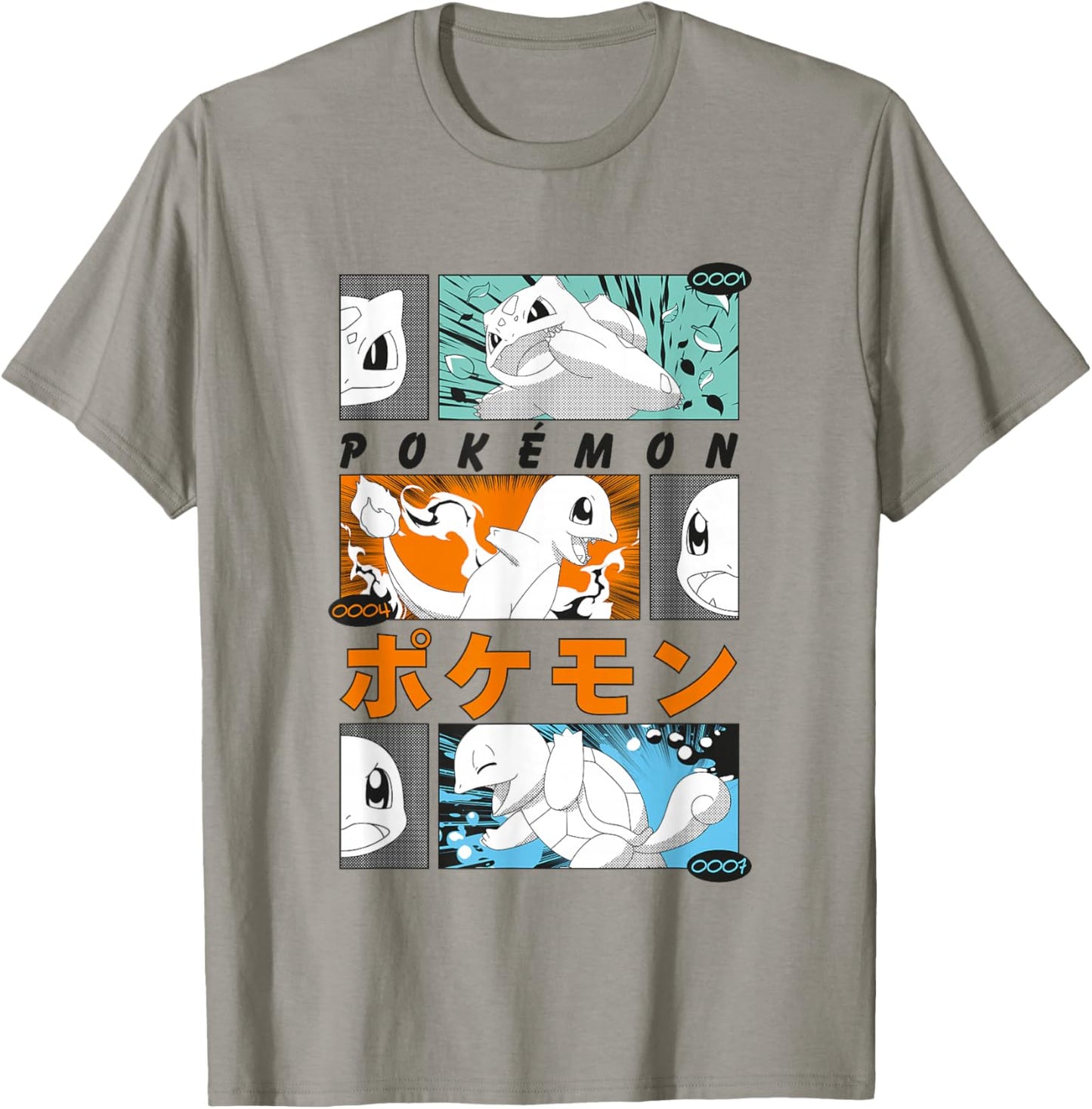 Pokémon Kanto Starters Vintage Manga Action Panels T-Shirt - T-Shirt | Sand
