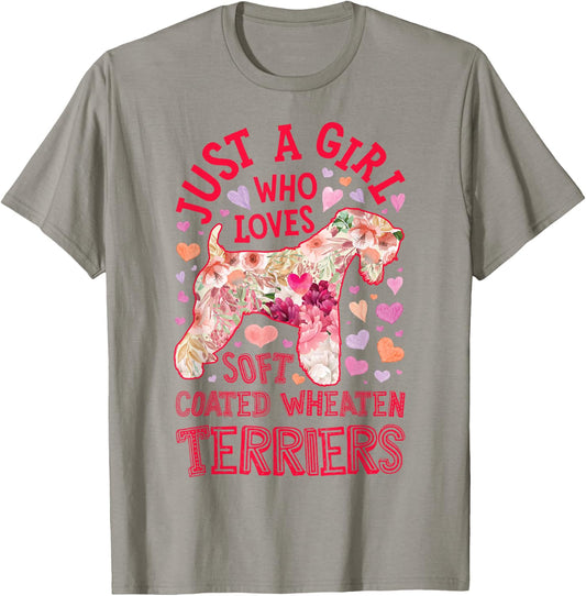 Soft Coated Wheaten Terrier Just A Girl Who Loves Dog Flower T-Shirt - T-Shirt | Sand
