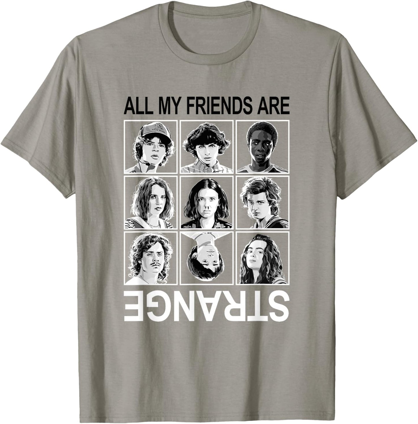 Stranger Things All My Friends are Strange Group Shot Panels T-Shirt - T-Shirt | Sand
