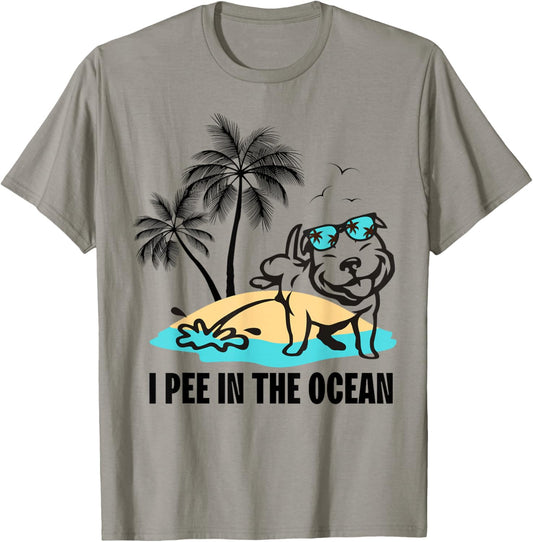 I Pee In The Ocean Summer Beach Family Vacation Funny Dog T-Shirt - T-Shirt | Sand