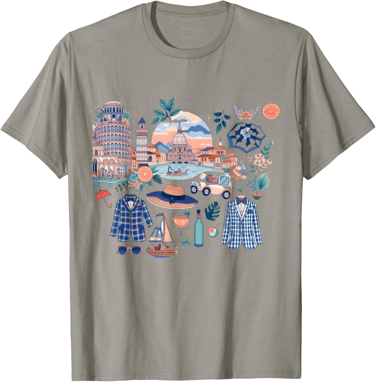 Aesthetic Italian European Summer Preppy Collage Men Women Kids T-Shirt - T-Shirt | Sand