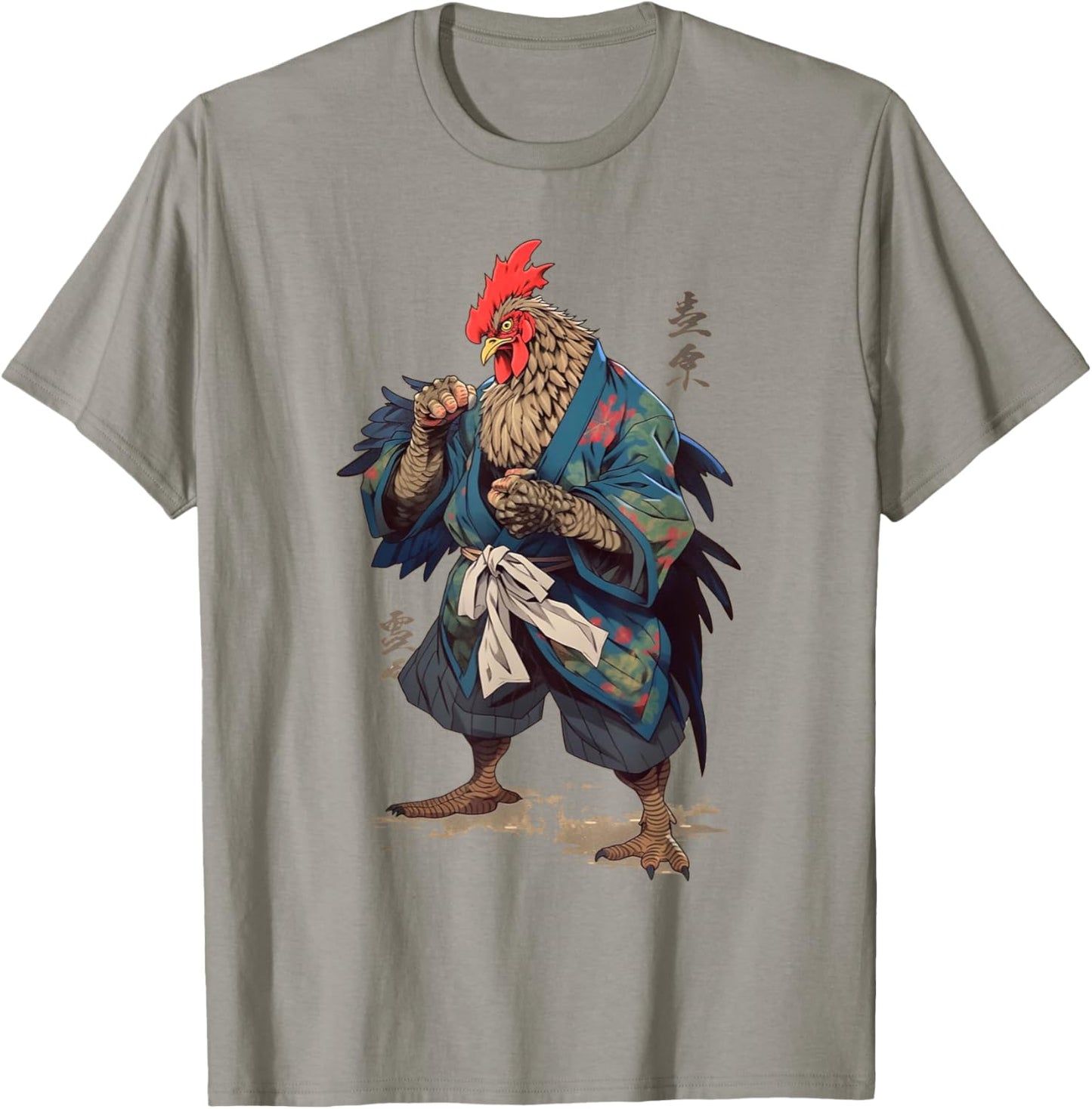 Japanese Traditional Ink Rooster Samurai Art Chicken Warrior T-Shirt - T-Shirt | Sand