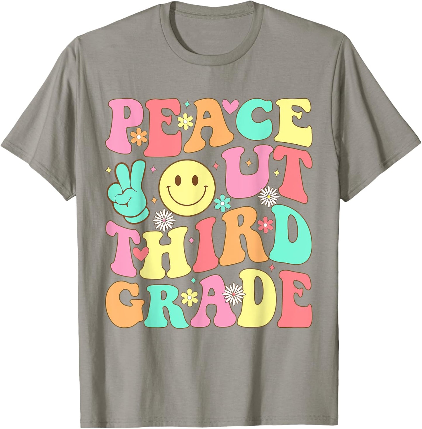 Peace Out Third Grade Groovy 3rd Grade Last day of school T-Shirt - T-Shirt | Sand
