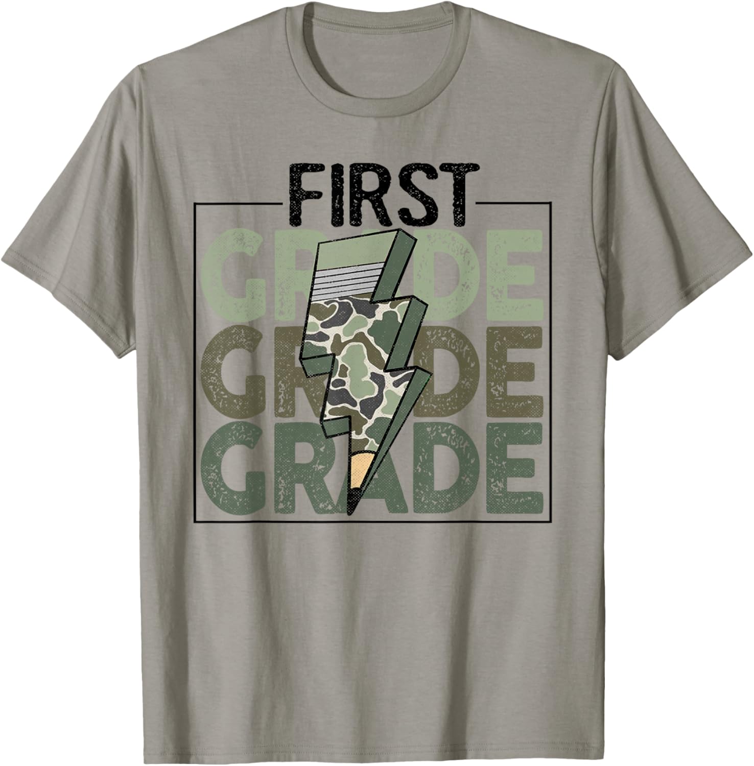 First Grade Boys Camouflage Camo Military 1st Day of School T-Shirt - T-Shirt | Sand