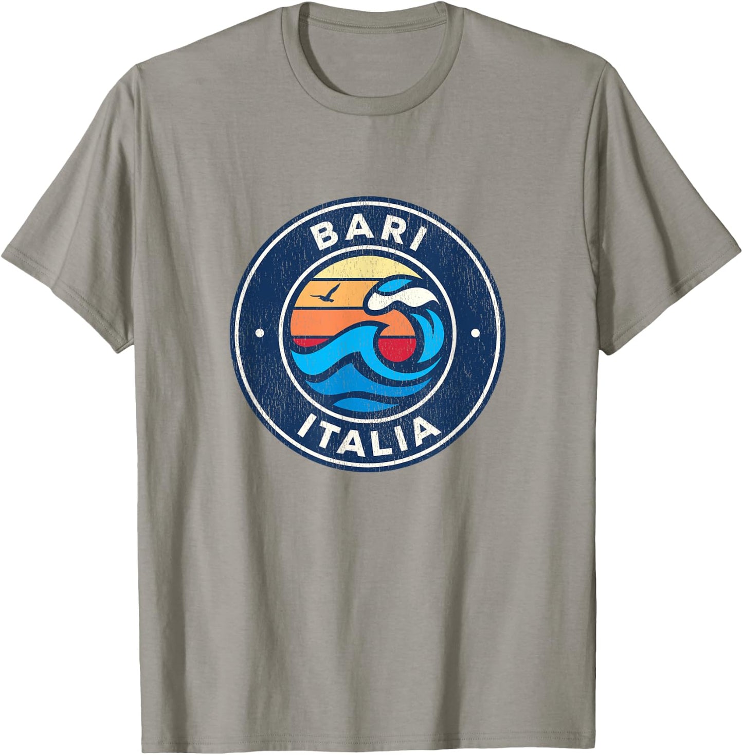 Bari Italy Vintage Nautical Waves Design T-Shirt - T-Shirt | Sand