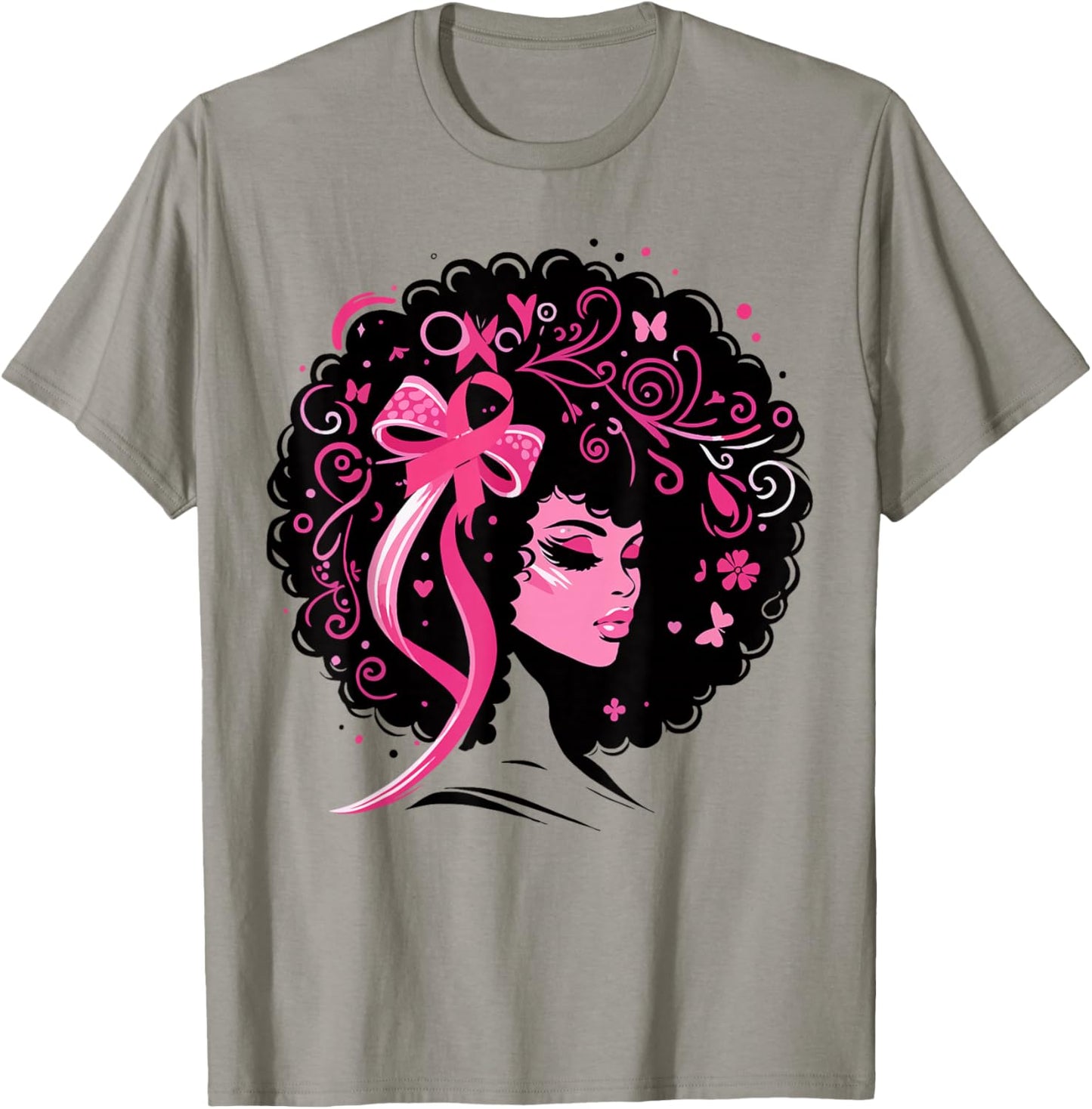 Breast Cancer Black African American Women Support Pink T-Shirt - T-Shirt | Sand