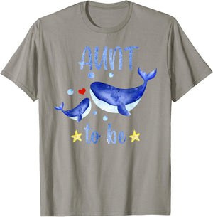 Aunt To Be Whale Baby Shower Sea Animal Themed White T-Shirt - T-Shirt | Sand