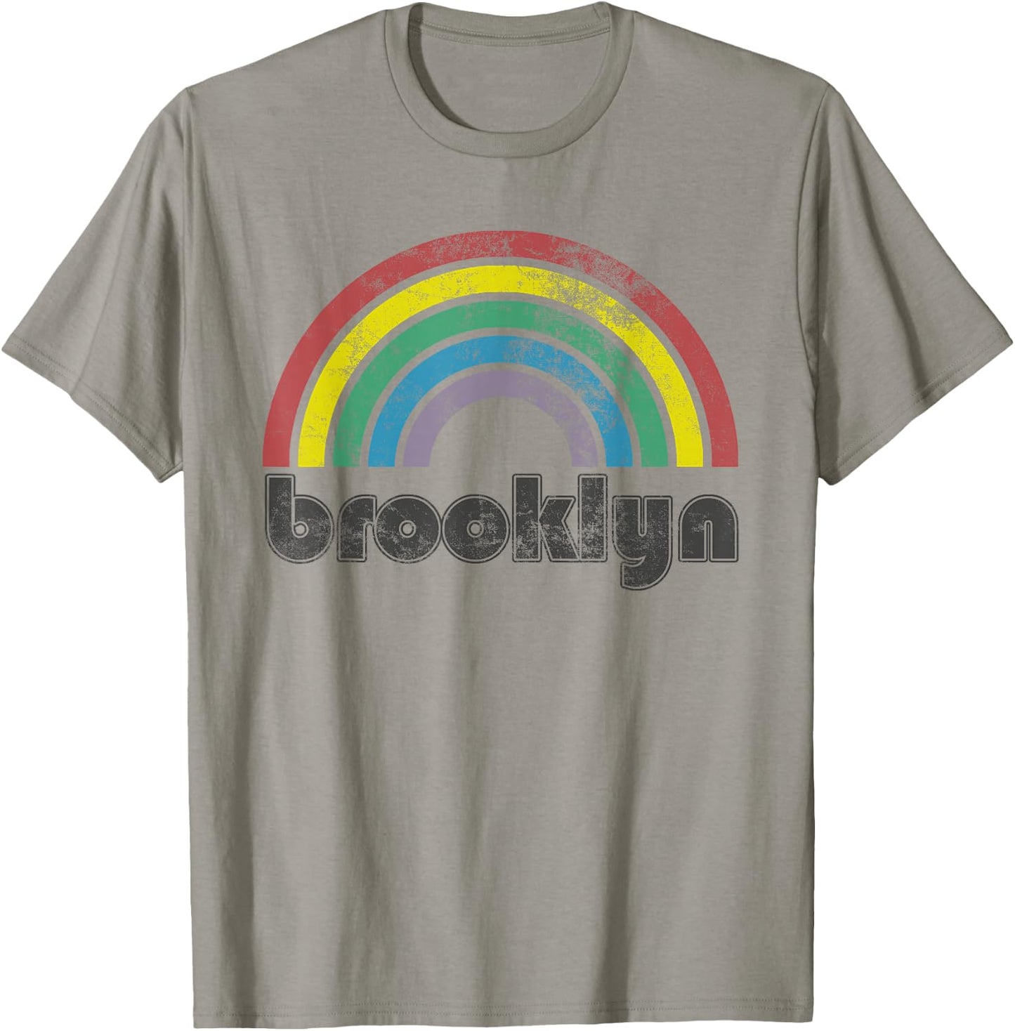 Brooklyn New York Rainbow 70's 80's Style Retro Gift T-Shirt - T-Shirt | Sand