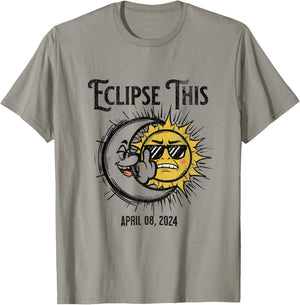 Funny Solar Eclipse 2024 Distressed T-Shirt - T-Shirt | Sand