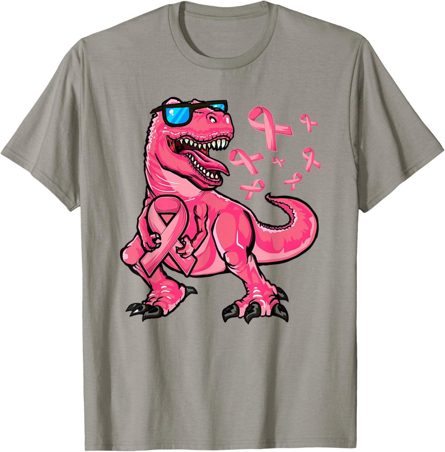 Boys Breast Cancer Awareness, Breast Cancer T-Rex Dinosaur T-Shirt - T-Shirt | Sand