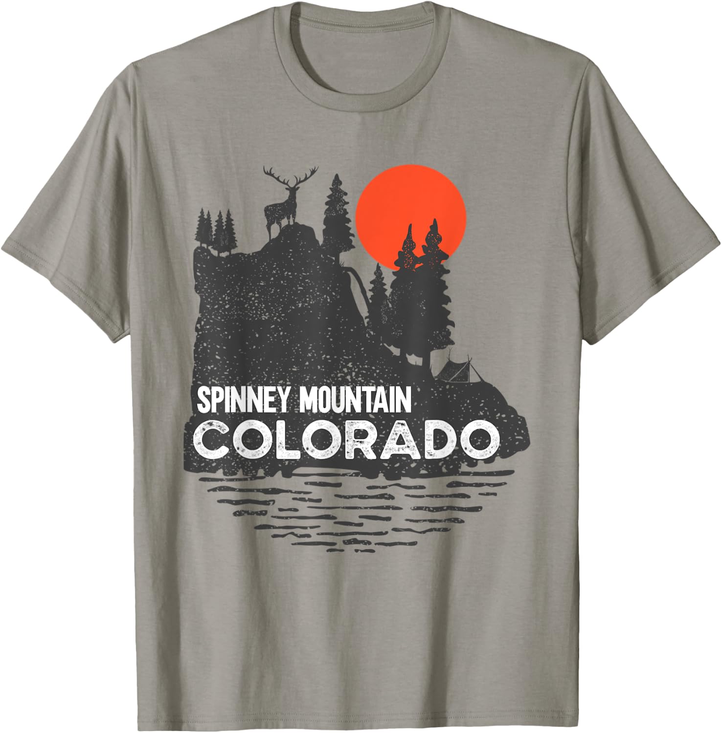 Spinney Mountain Colorado hiking camping nature deer design T-Shirt - T-Shirt | Sand