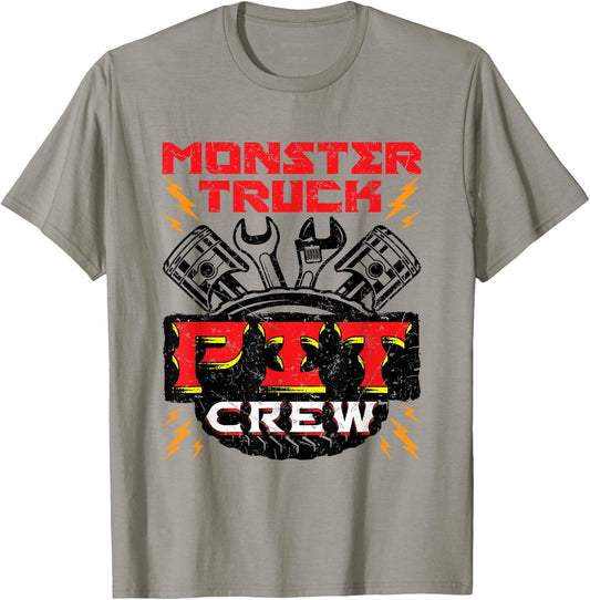 Monster Truck Pit Crew Men Boys Jam Rally T-Shirt - T-Shirt | Sand