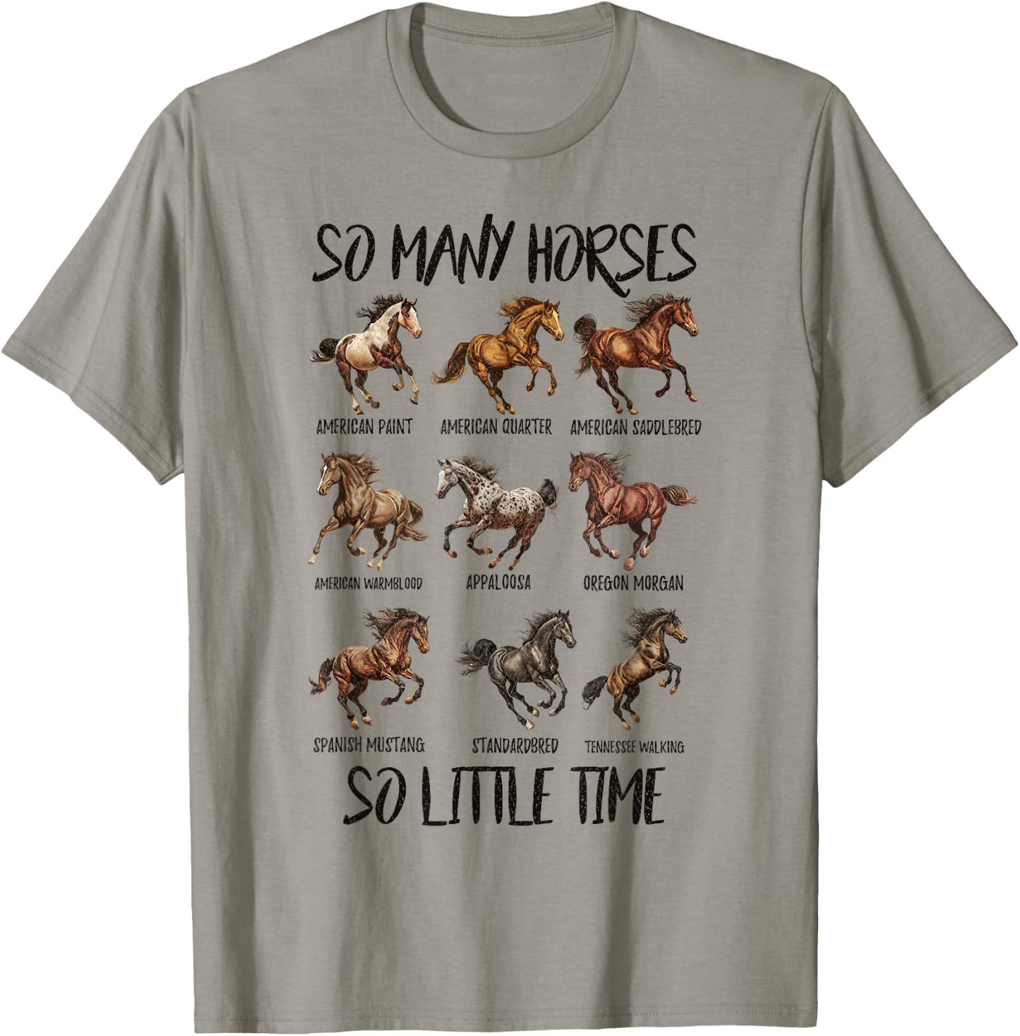 Vintage Retro So Many Horse So Little Time, Horseback Riding T-Shirt - T-Shirt | Sand