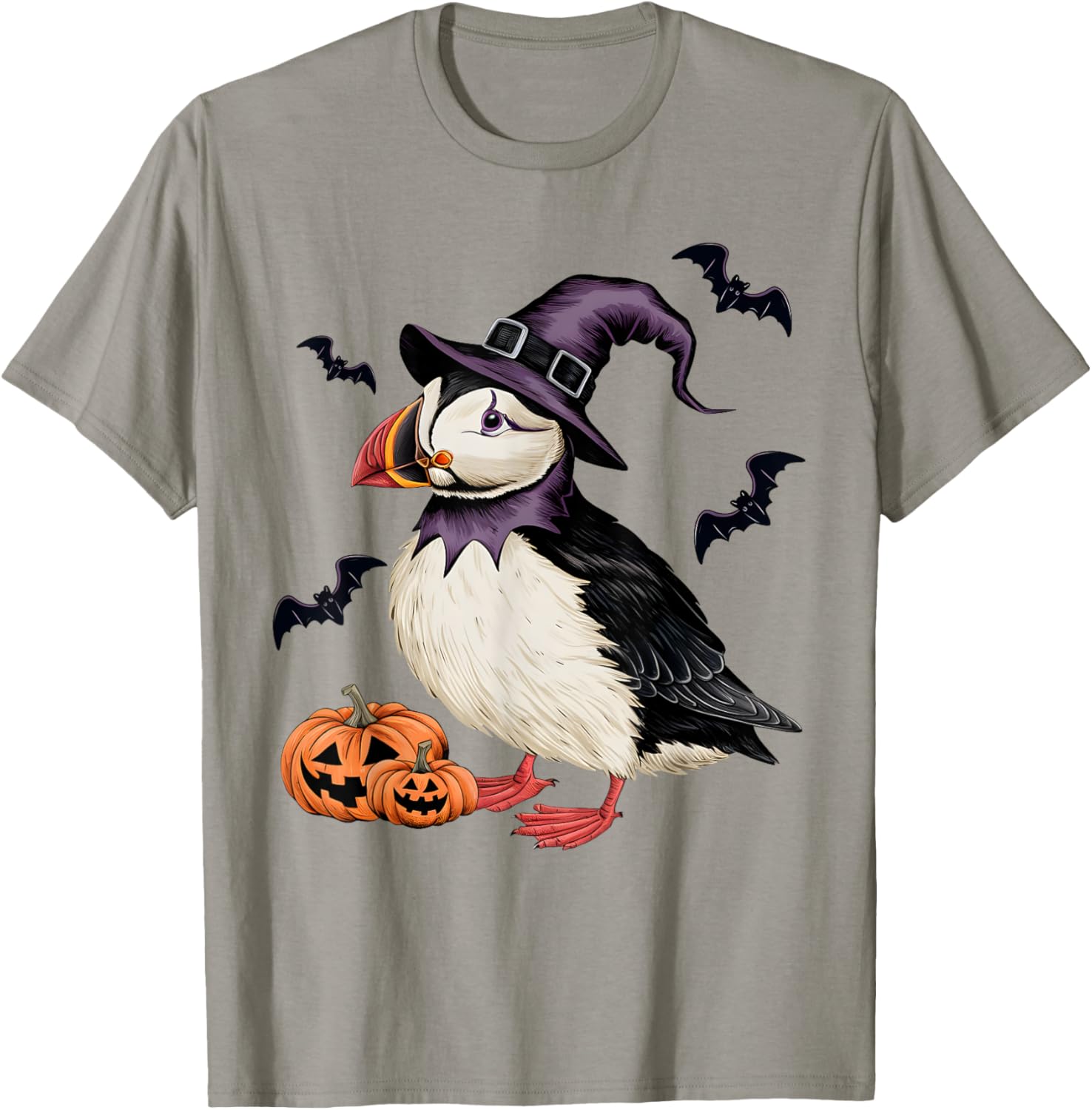 Puffin Bird Halloween Costume Scary Pumpkin Bat Witch T-Shirt - T-Shirt | Sand