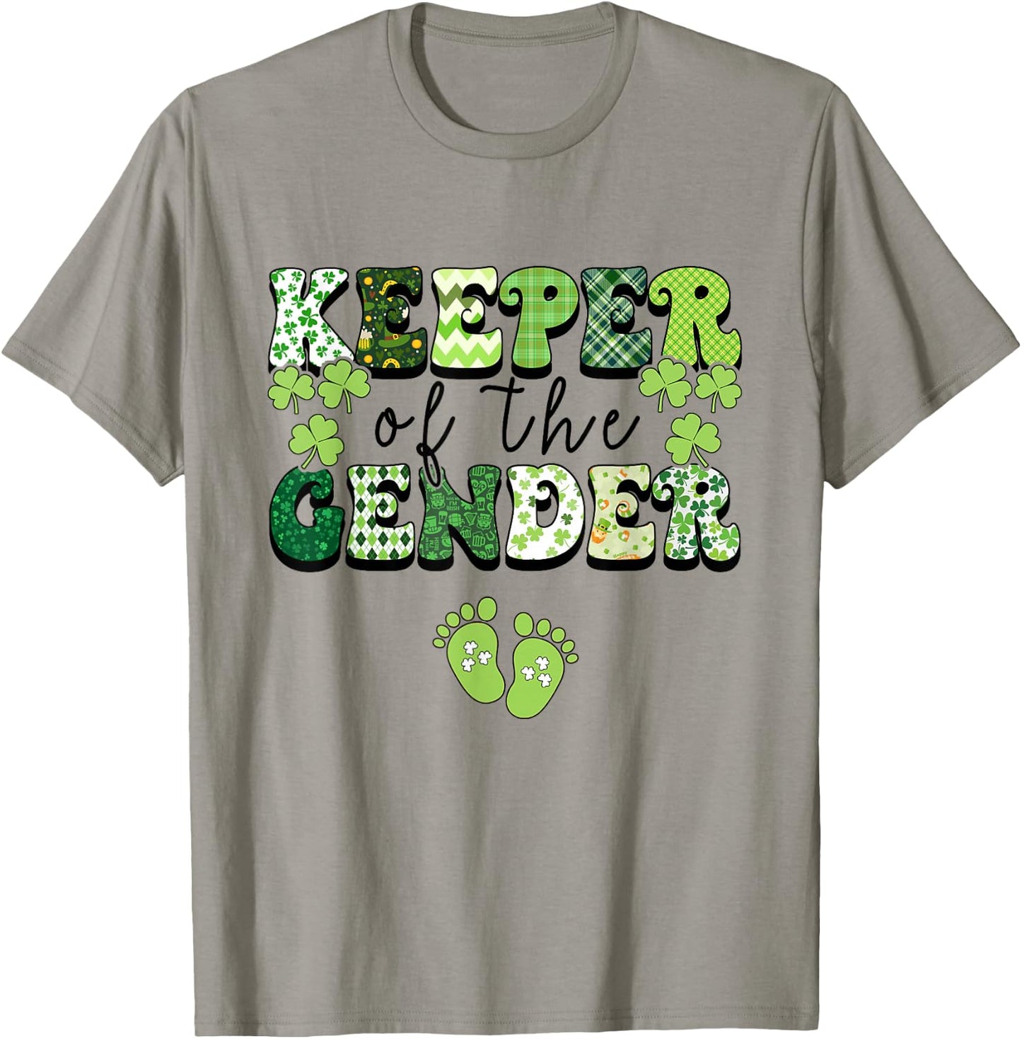 Keeper Of The Gender Reveal Baby Pregnancy St Patrick's Day T-Shirt - T-Shirt | Sand