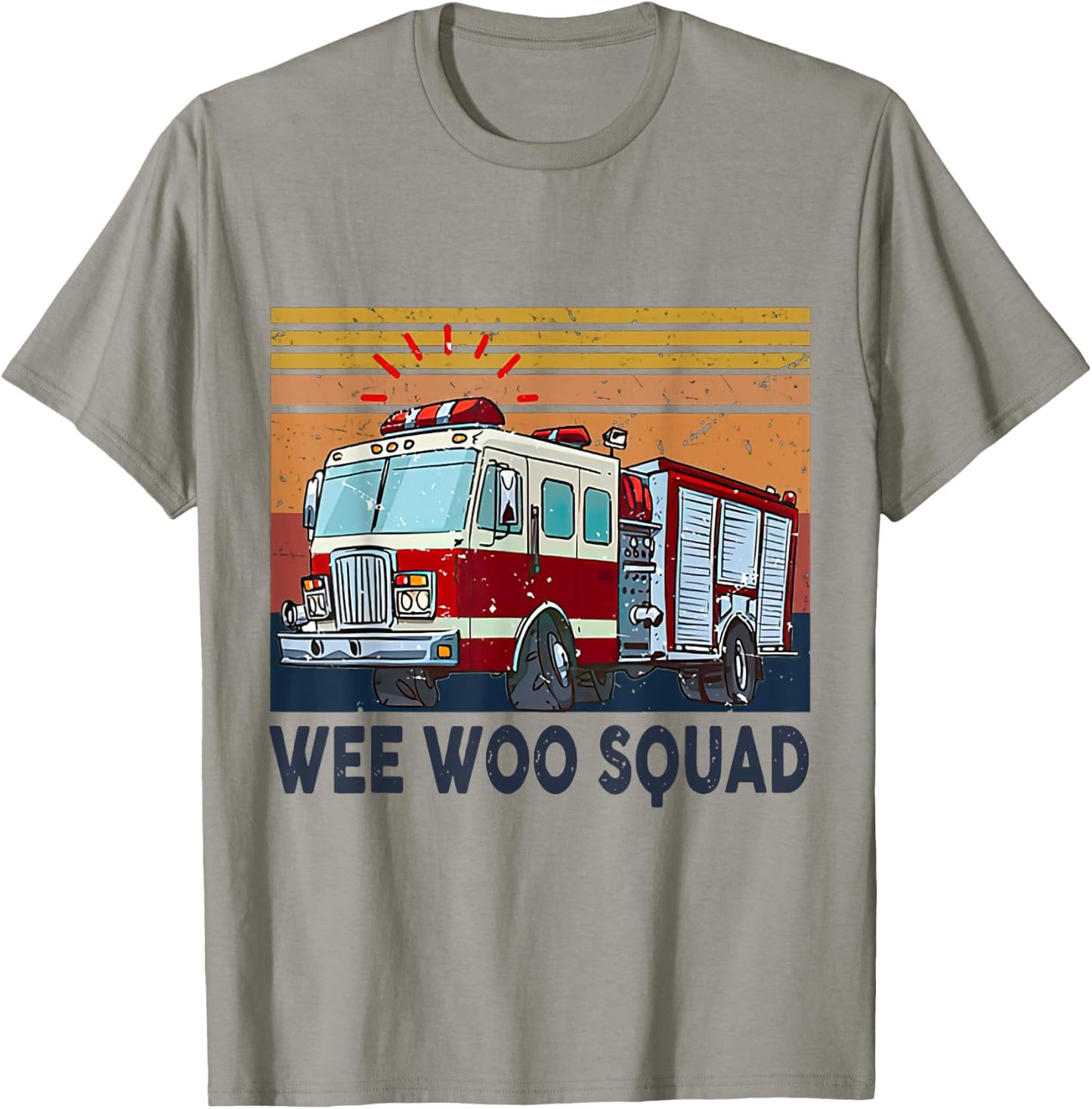 Wee Woo Squad Fire Truck Firefighter Vintage T-Shirt - T-Shirt | Sand