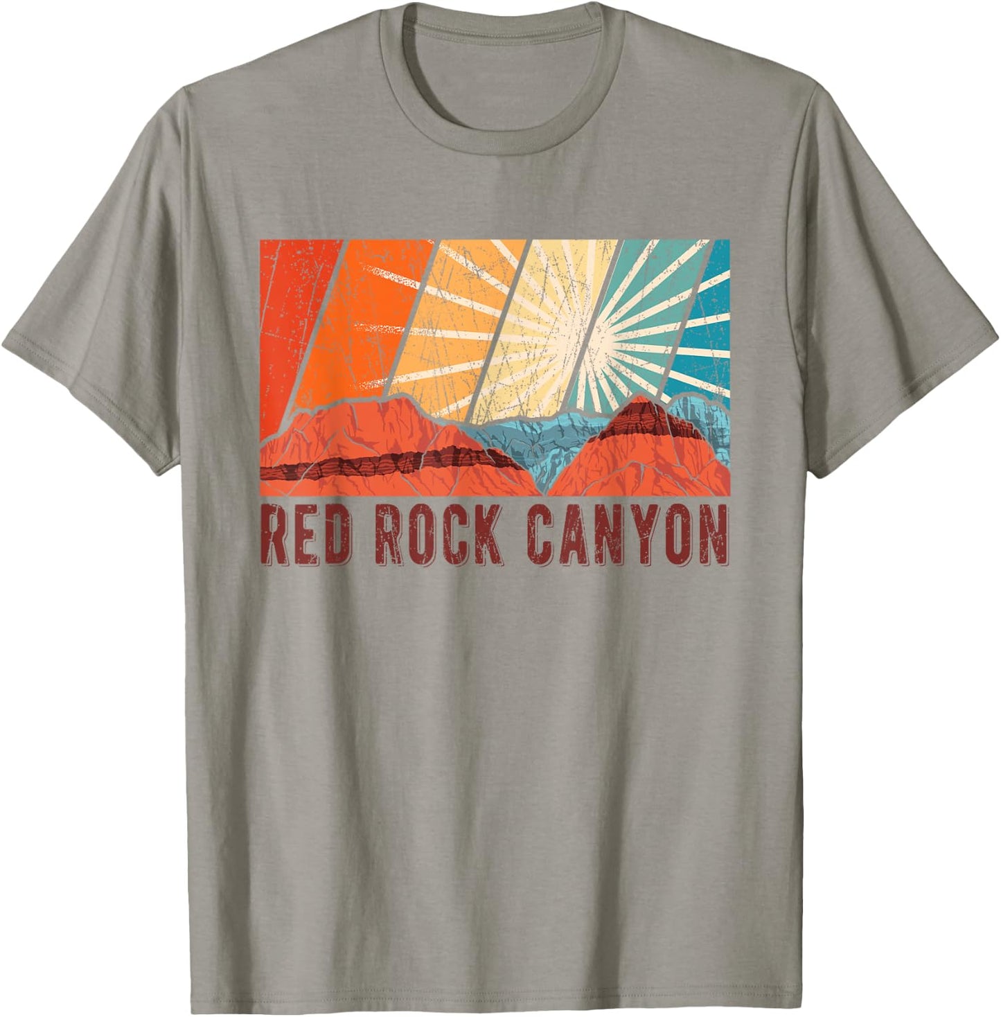 Retro Red Rock Canyon Nevada Souvenir Graphic Themed Print T-Shirt - T-Shirt | Sand