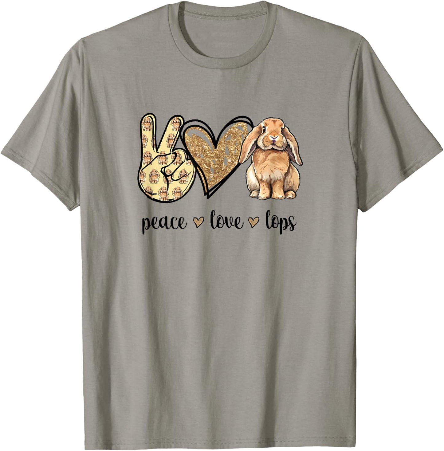 Peace Love Mini Holland Lop Bunny Rabbit Lover T-Shirt - T-Shirt | Sand