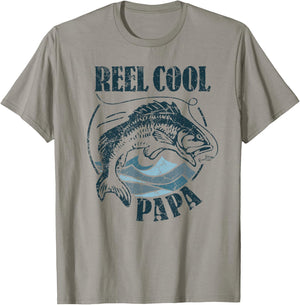 Reel Cool Papa Fishing Dad Gifts Father's Day Bass Fisherman T-Shirt - T-Shirt | Sand