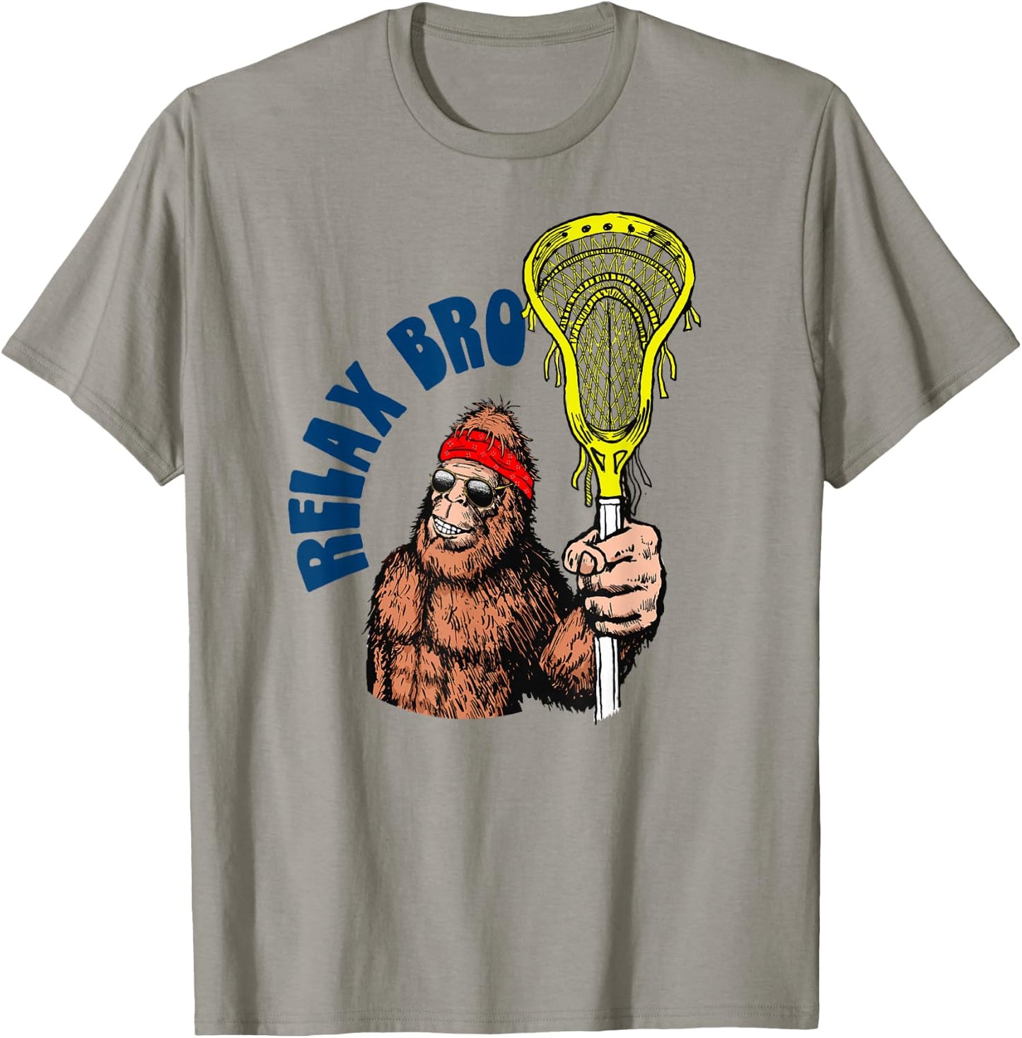 Relax Bro! Funny Sasquatch Lax Bigfoot Lacrosse Vintage 80s T-Shirt - T-Shirt | Sand