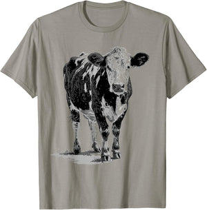 Cow Animal Print Motif Drawing Artwork Cow T-Shirt - T-Shirt | Sand