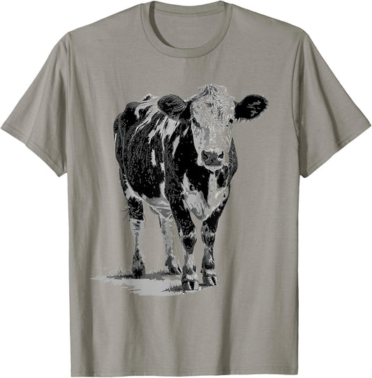 Cow Animal Print Motif Drawing Artwork Cow T-Shirt - T-Shirt | Sand