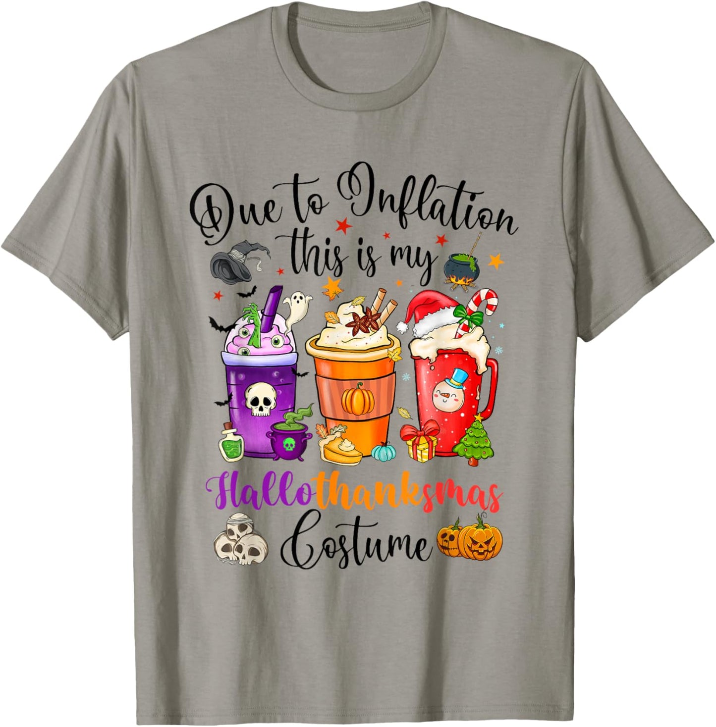 Halloween Christmas Happy Hallothanksmas Thanksgiving T-Shirt - T-Shirt | Sand