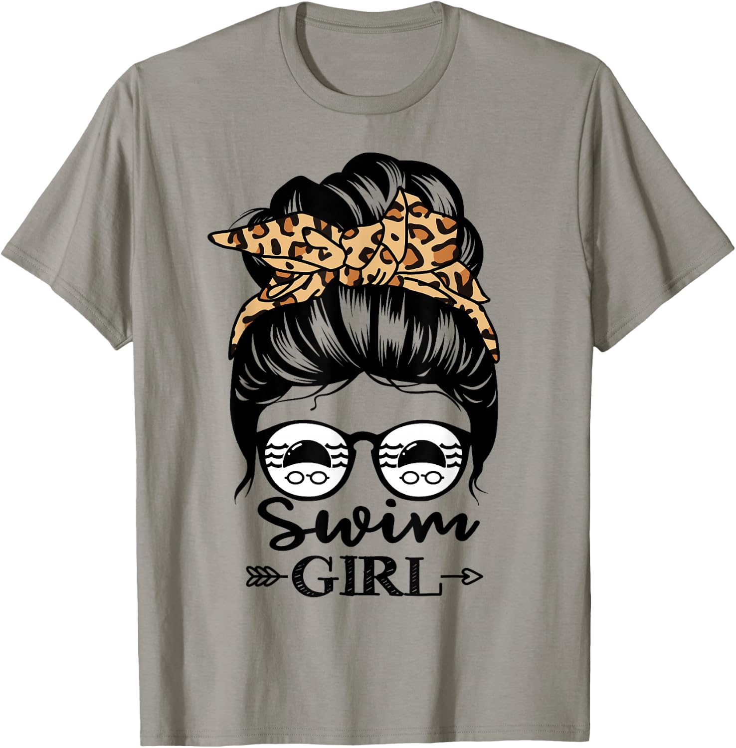 Swim Girl Messy Bun Hair Funny Swimmer T-Shirt - T-Shirt | Sand
