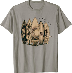 Cool Surfing Tropical Surfboards Vintage Surfboarder Surfer T-Shirt - T-Shirt | Sand