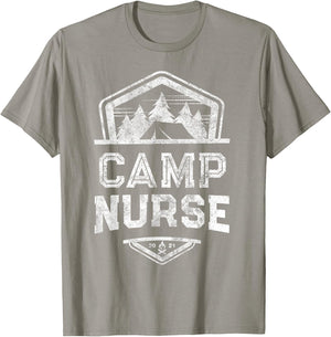 Vintage CAMP NURSE Medical Staff Campground Squad Host Crew T-Shirt - T-Shirt | Sand