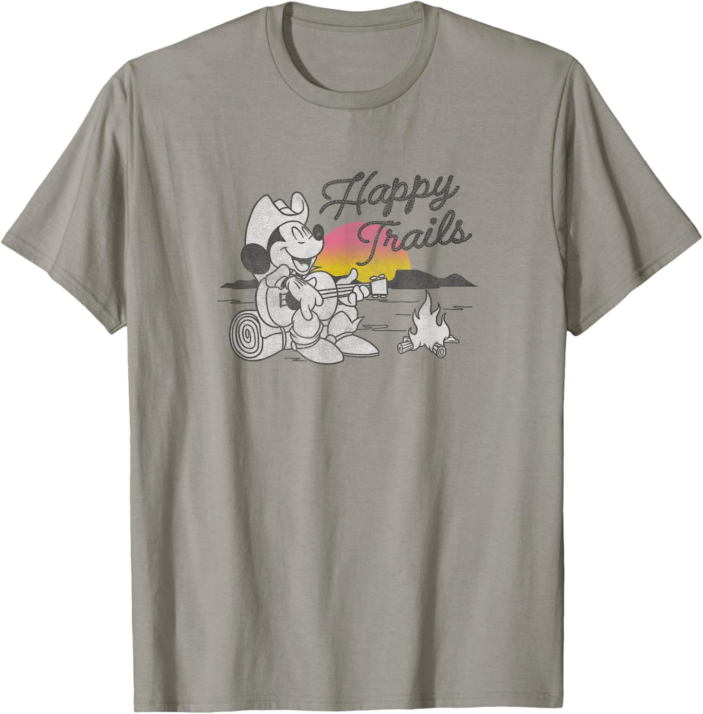 Disney Mickey Happy Trails Color Pop Sunset Camping T-Shirt - T-Shirt | Sand