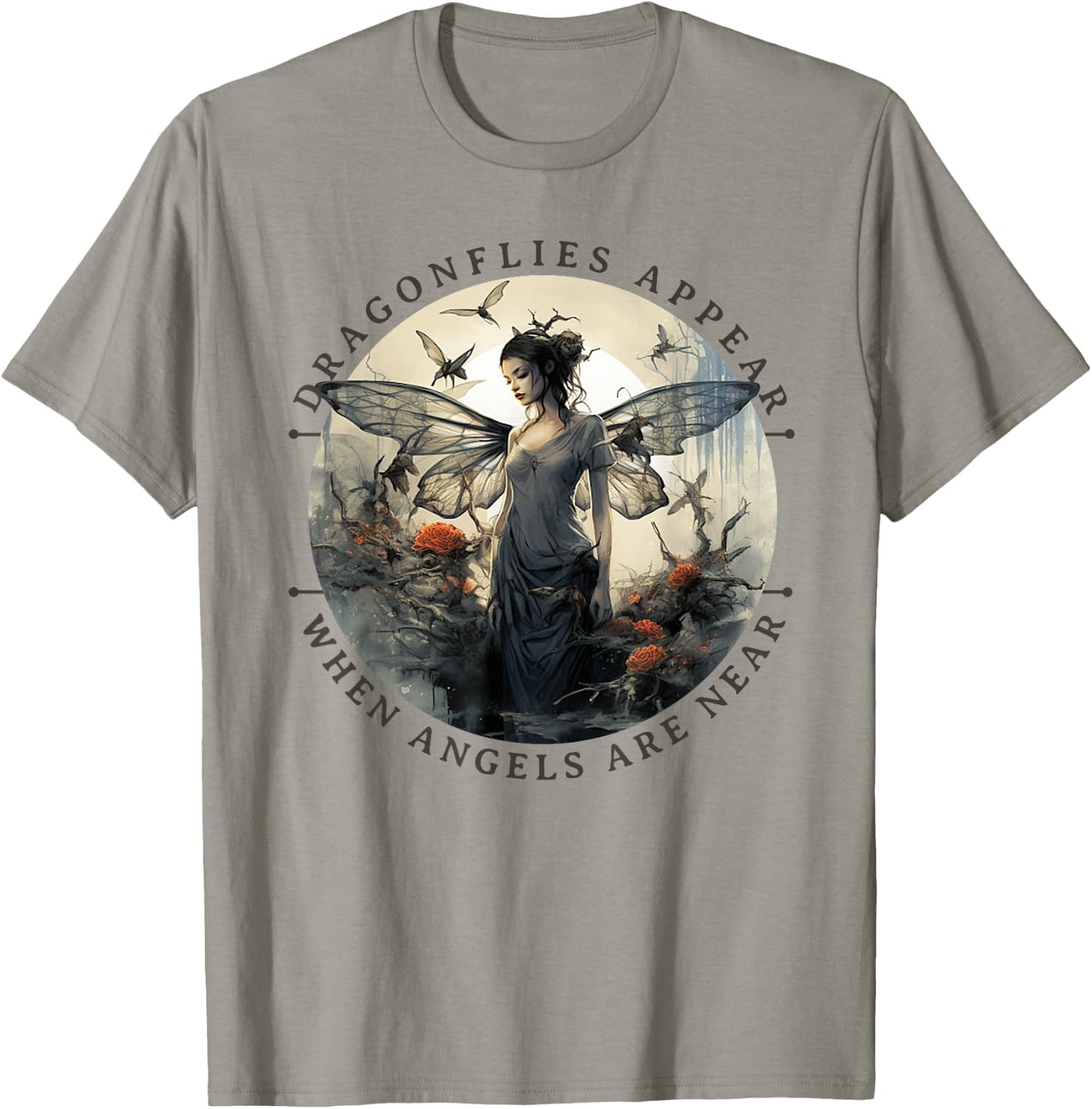 Dragonflies Appear When Angels Are Near - Funny Insect T-Shirt - T-Shirt | Sand