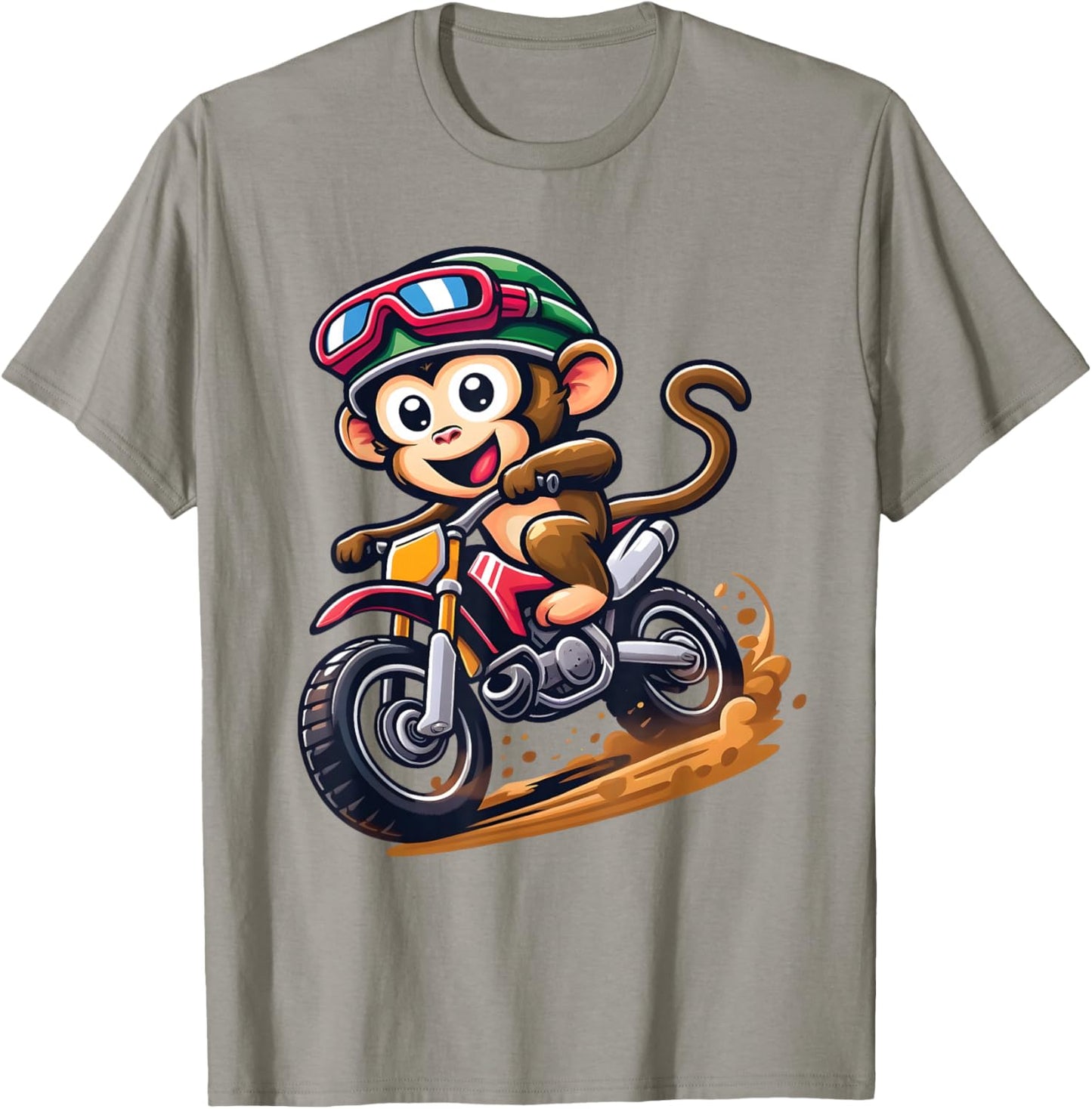 Cute Monkey Riding Dirt Bike Motocross Kids Boys Dirtbike T-Shirt - T-Shirt | Sand