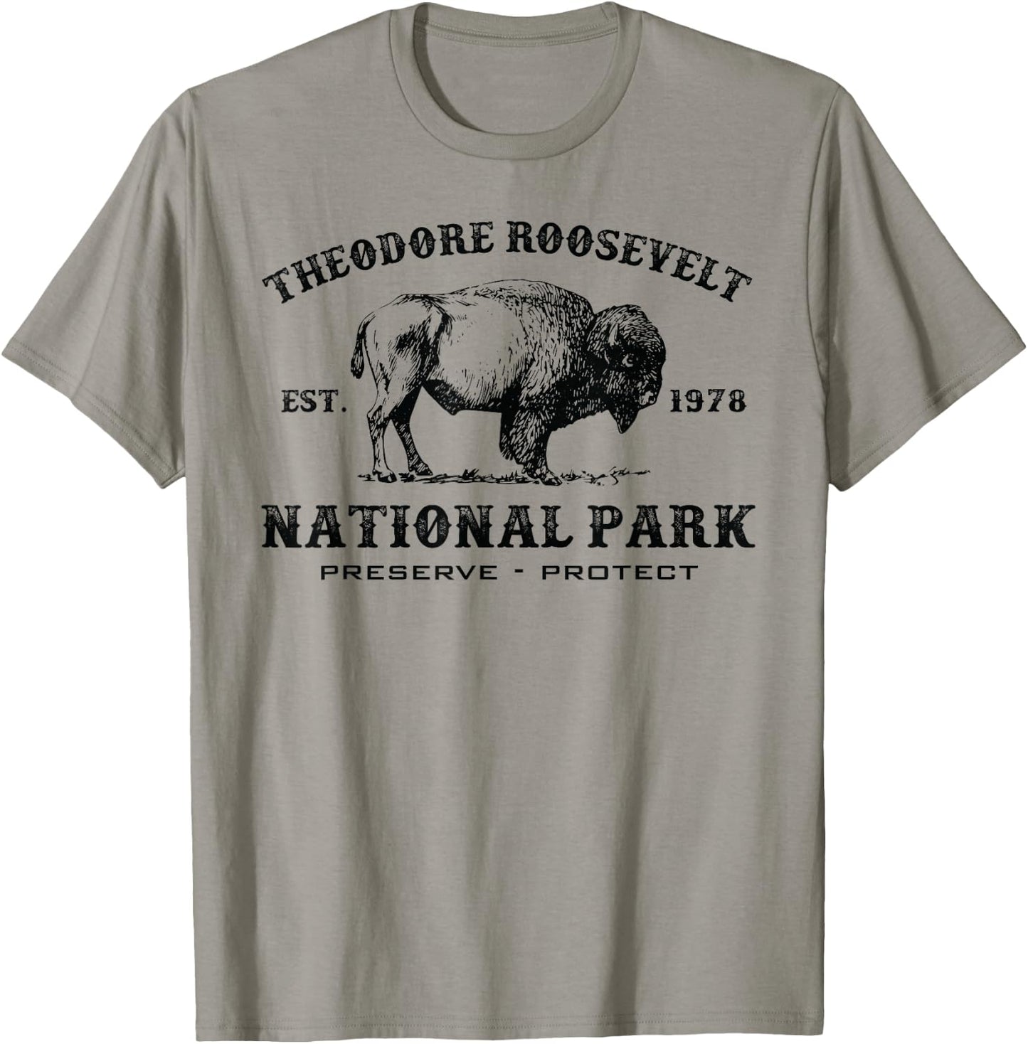 Theodore Roosevelt National Park North Dakota Bison Souvenir T-Shirt - T-Shirt | Sand