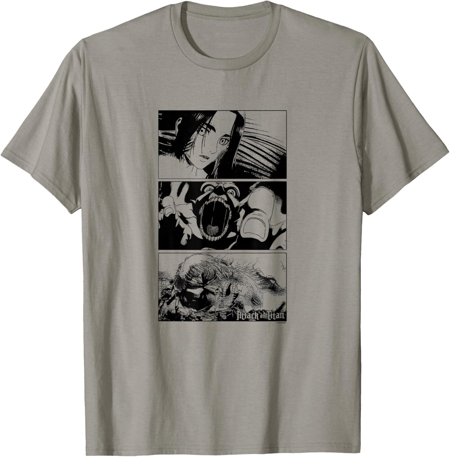 Attack on Titan Season 3 Stacked Scenes Black and White T-Shirt - T-Shirt | Sand