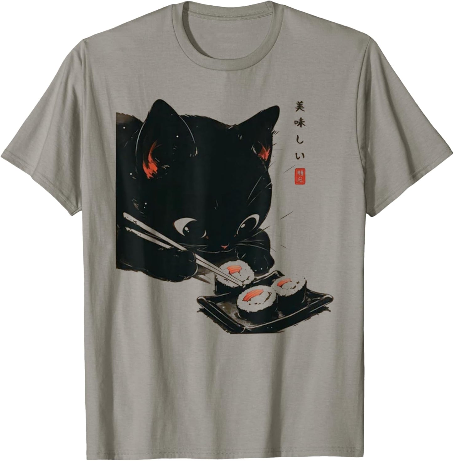 Black Cat Eating Sushi - Cat Japanese Art Women T-Shirt - T-Shirt | Sand
