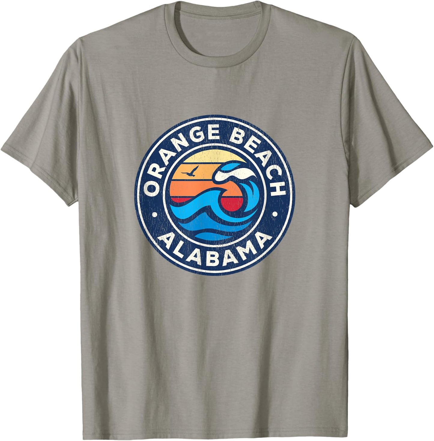 Orange Beach Alabama AL Vintage Nautical Waves Design T-Shirt - T-Shirt | Sand
