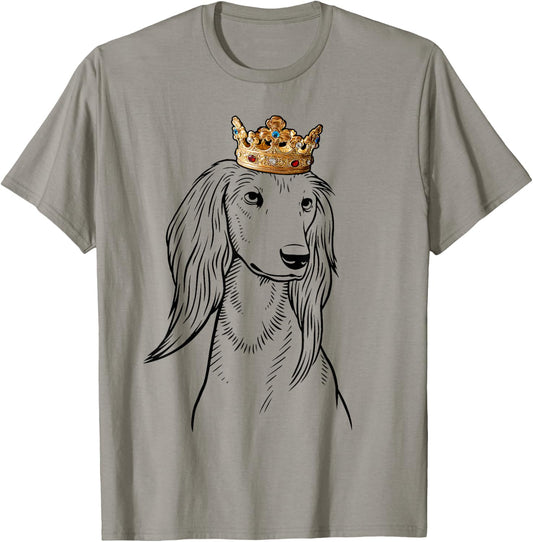 Saluki Dog Wearing Crown T-Shirt - T-Shirt | Sand