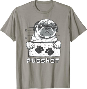 Pugshot a Funny Pug Mugshot for Bad Pugs T-Shirt - T-Shirt | Sand