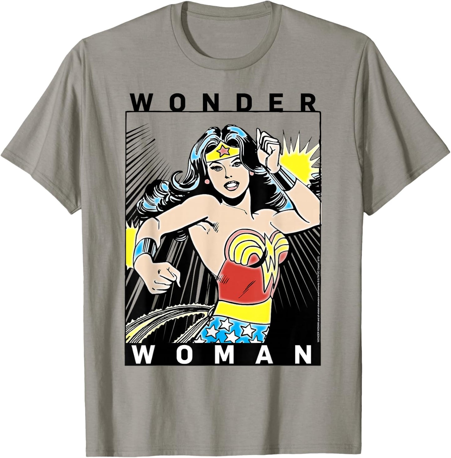 DC Comics Wonder Woman Vintage Style Comic Book Poster T-Shirt - T-Shirt | Sand