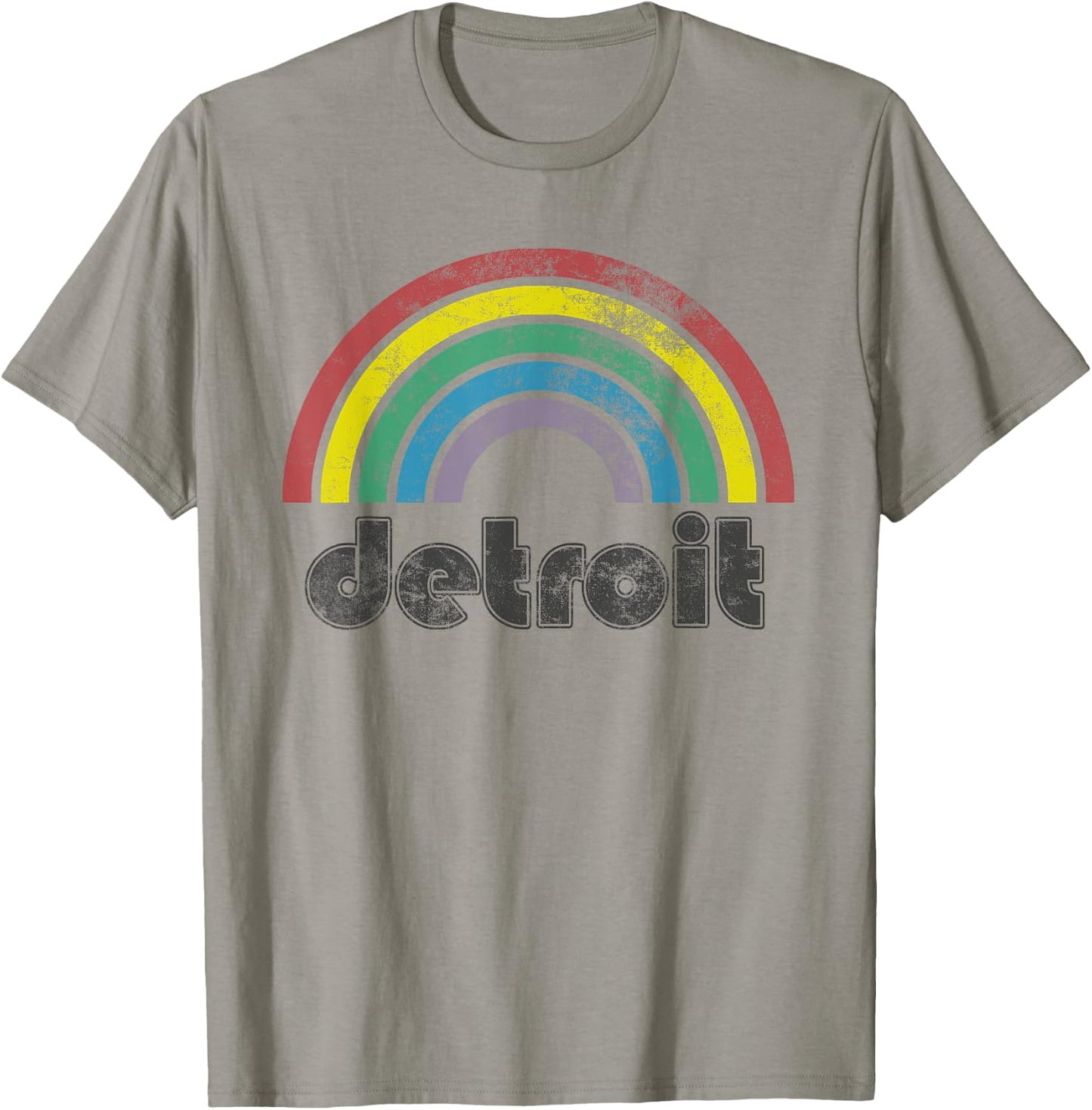 Detroit Rainbow 70's 80's Style Retro Men Women T-Shirt - T-Shirt | Sand