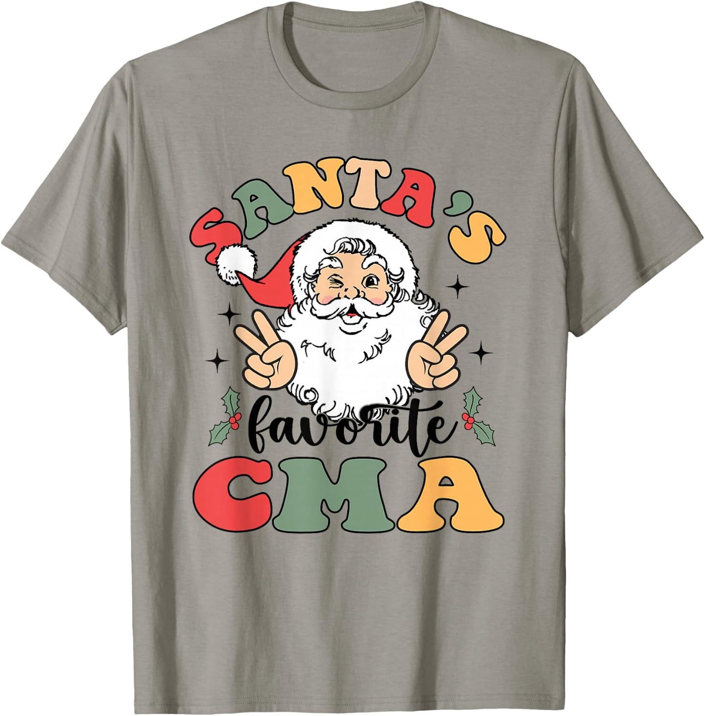 Groovy Santas Favorite CMA Christmas Nurse T-Shirt - T-Shirt | Sand