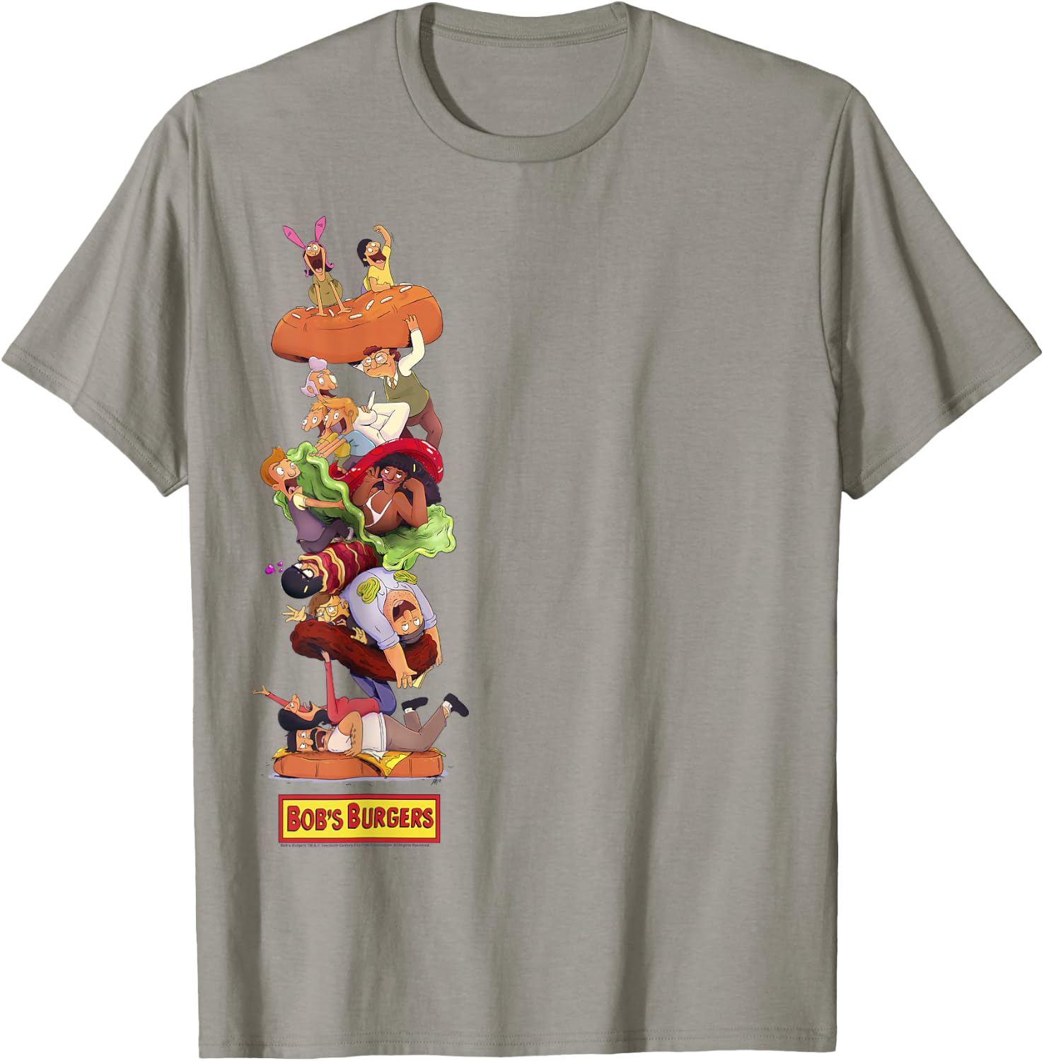 Bob's Burgers Group Shot Burger Stack T-Shirt - T-Shirt | Sand