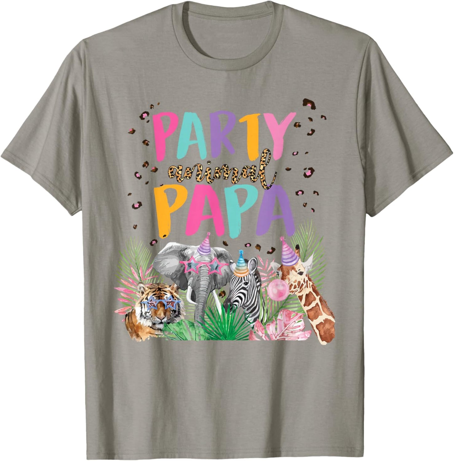 Papa Of The Birthday Boy Girl Zoo Theme Animal Party T-Shirt - T-Shirt | Sand