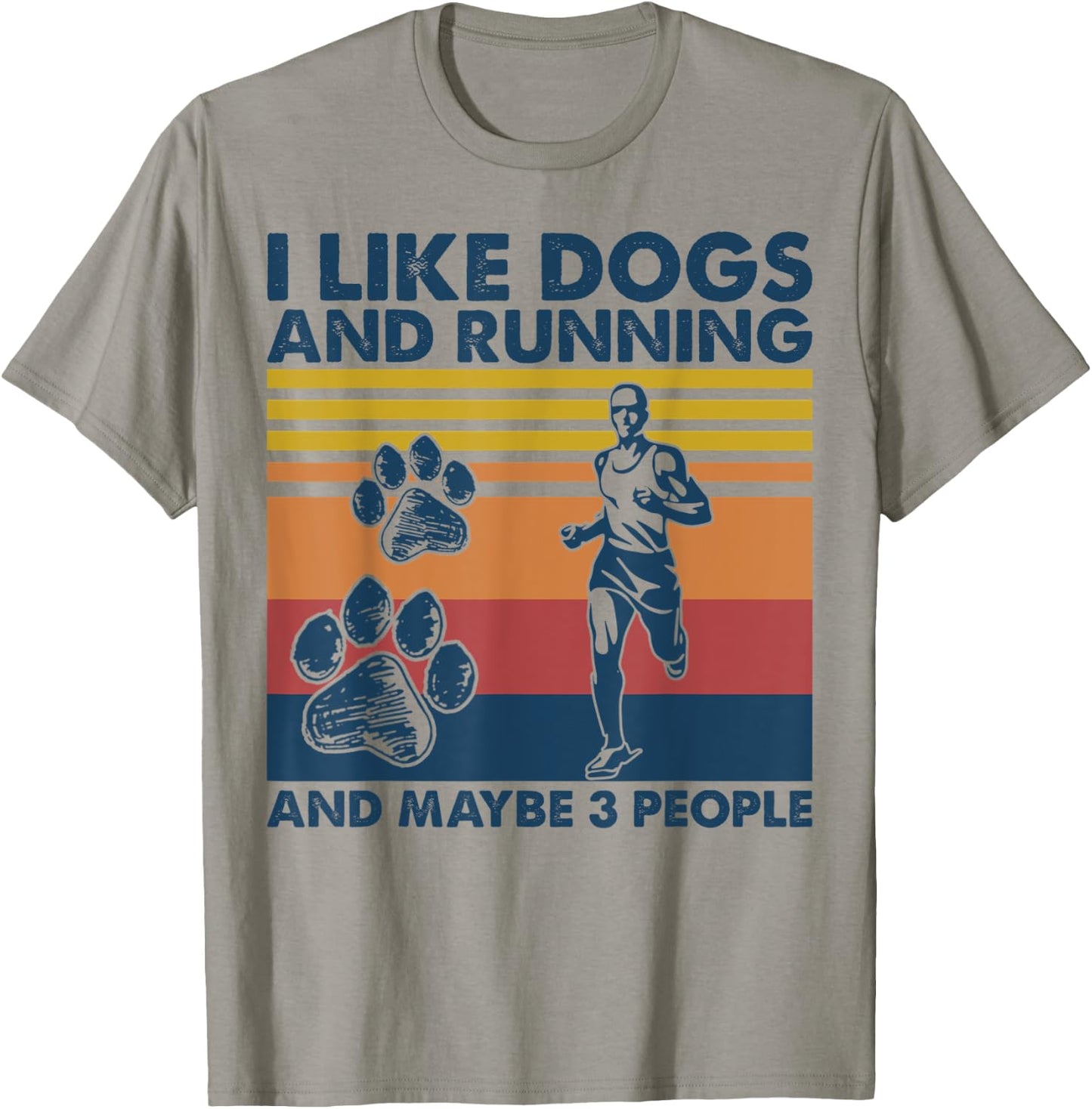 I Like Dogs And Running And Maybe 3 People Vintage T-Shirt - T-Shirt | Sand