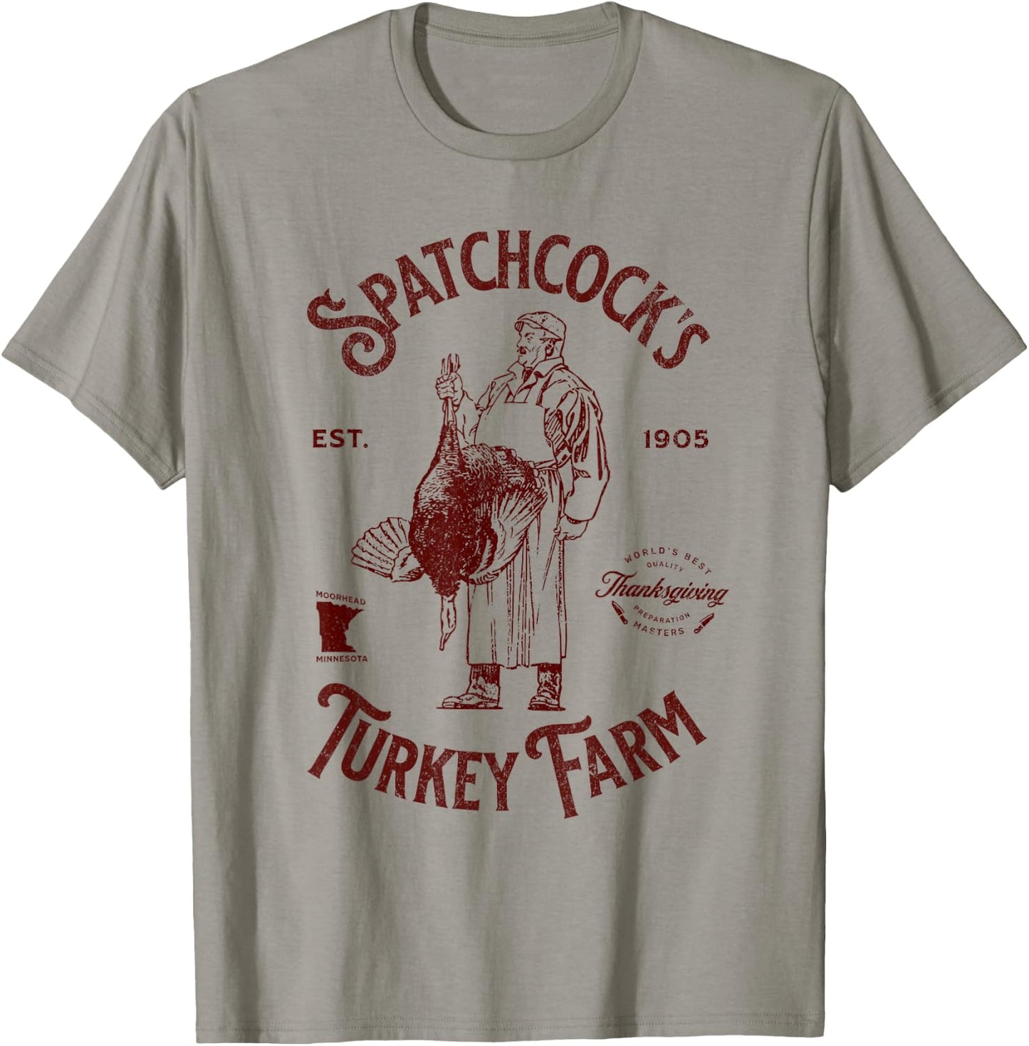 Spatchcock's Turkey Farm Vintage Distressed Thanksgiving T-Shirt - T-Shirt | Sand