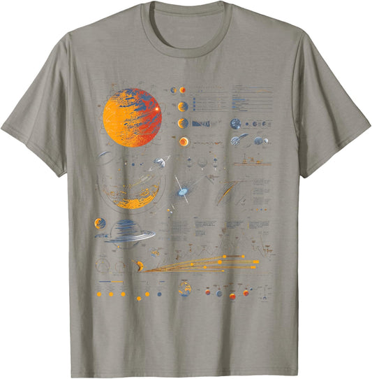 Solar System Infographic T-Shirt - T-Shirt | Sand