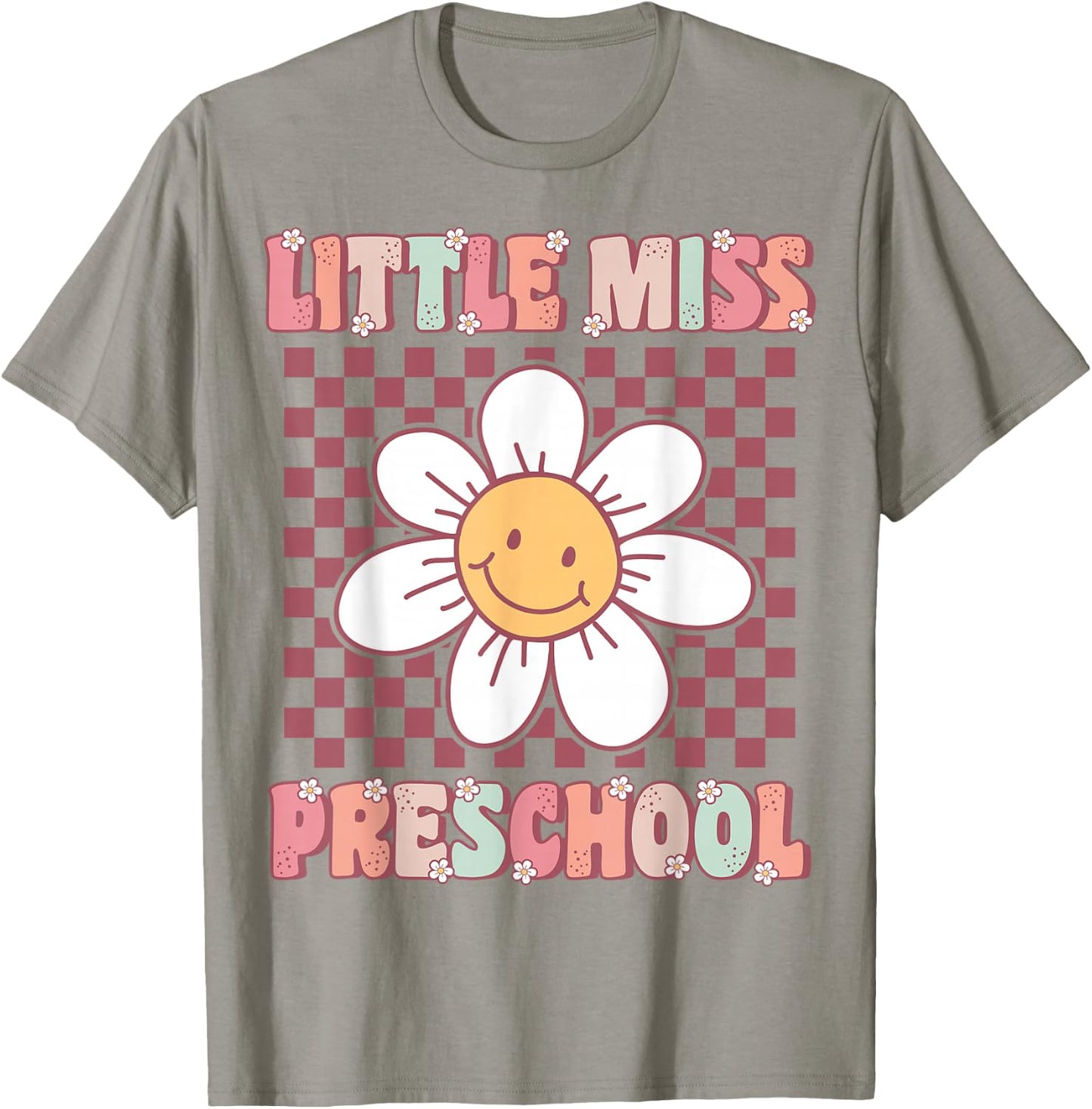 Little Miss Preschool Retro Cute Groovy First Day of Pre-K T-Shirt - T-Shirt | Sand