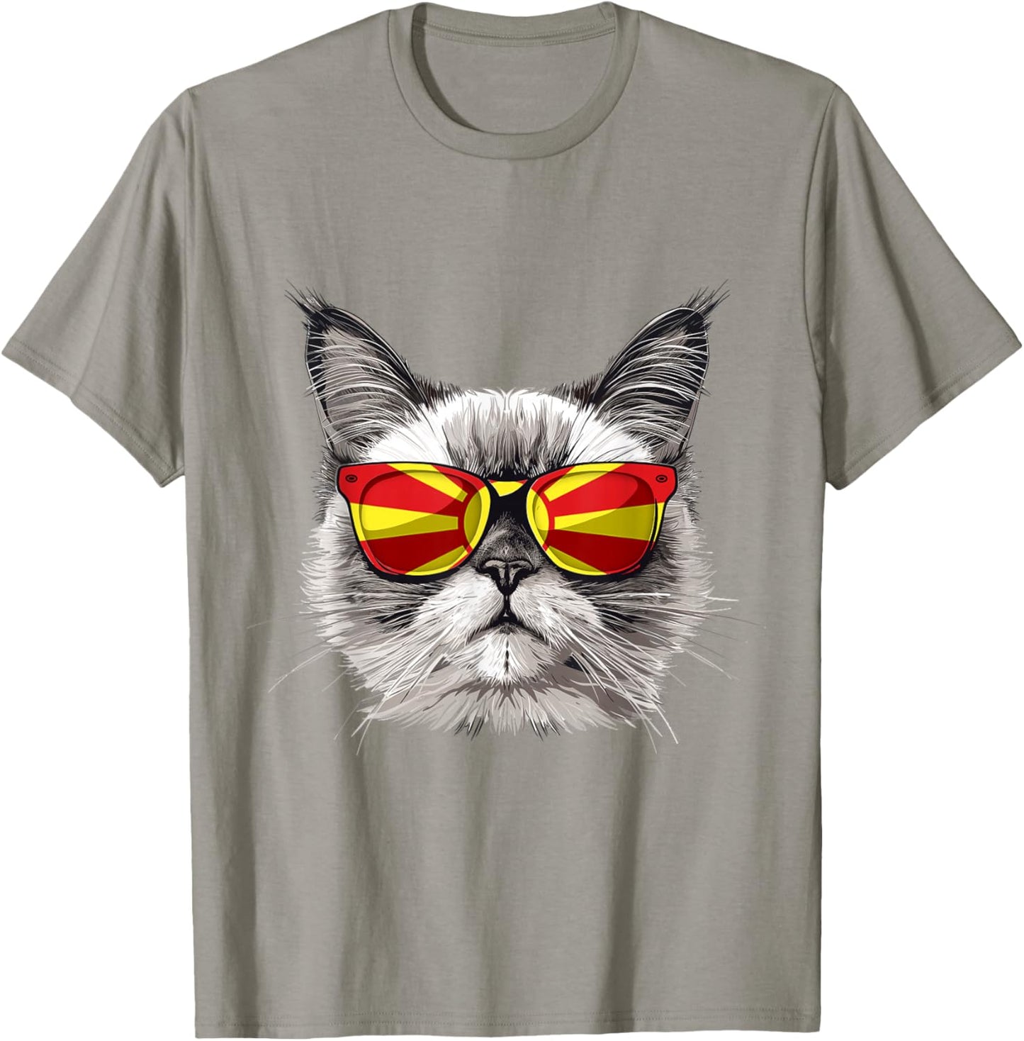 Macedonia Flag Cat Mom Souvenirs Products Kitten Macedonian T-Shirt - T-Shirt | Sand